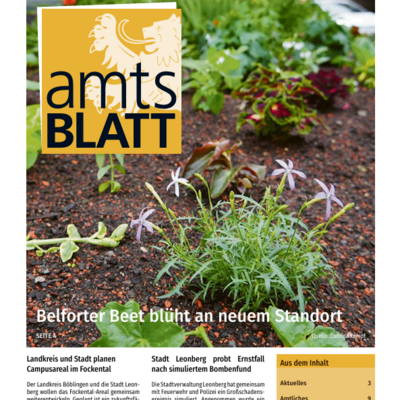Aktuelle Titelseite vom Amtsblatt Leonberg.