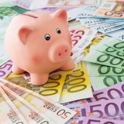 Sparschwein mit Geldscheinen