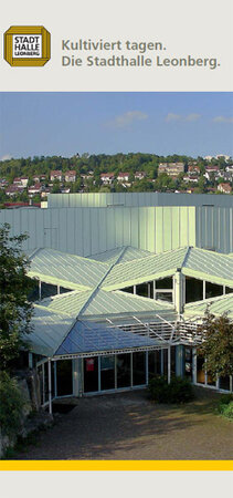 Faltblatt &rsquo;Kultiviert tagen. Die Stadthalle Leonberg
